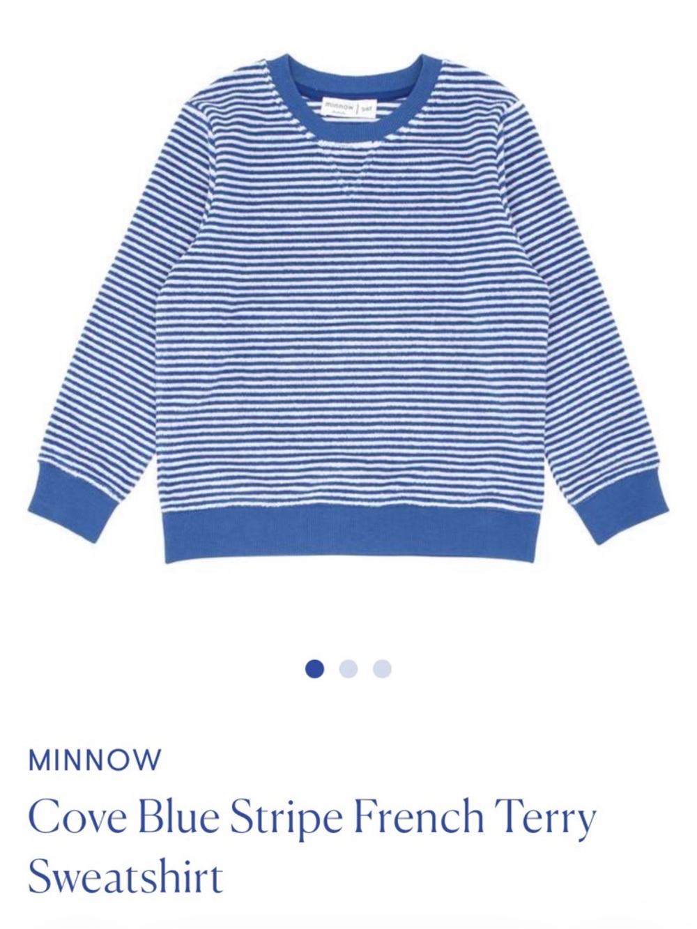 Minnow Cove Blue Stripe French Terry Sweatshirt 9/10
